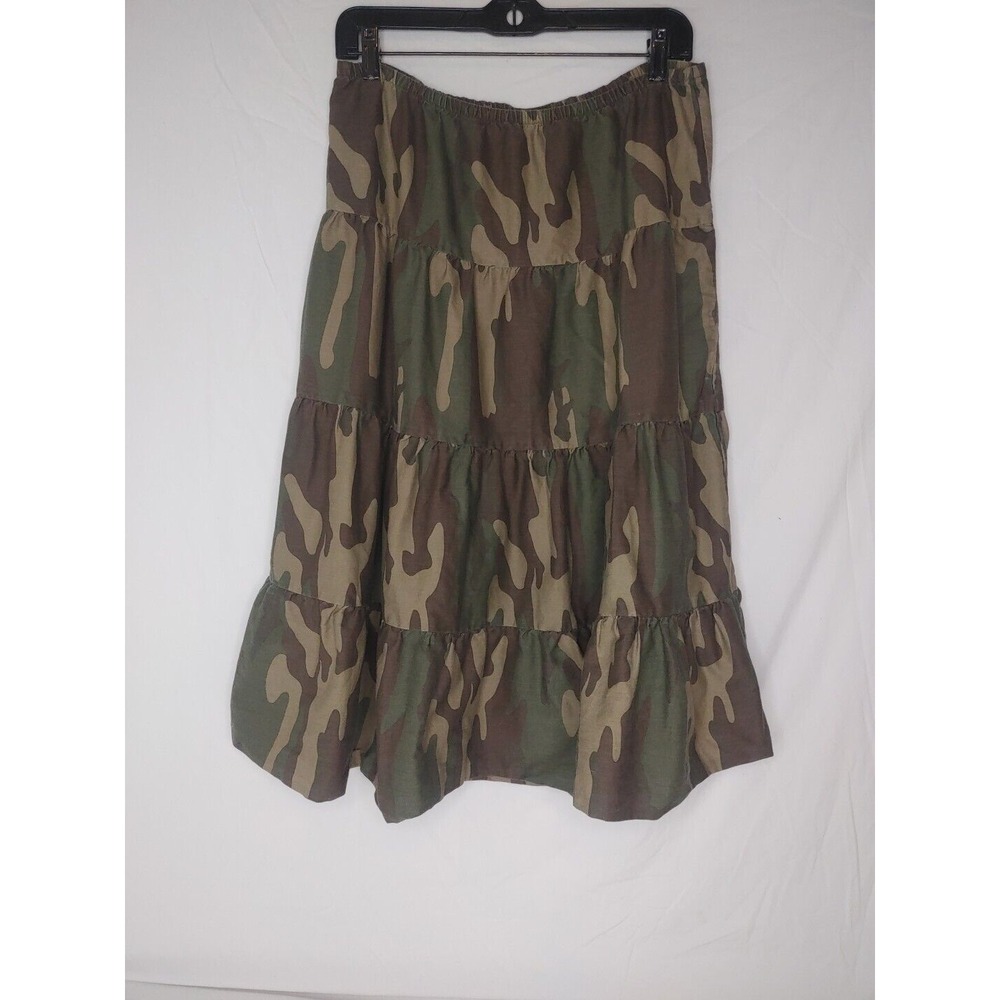 Women's‎ A line layer ruffle swing Camo skirt szM Knee Length Camouflage